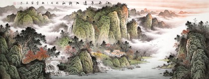 【已售】何華賢 小六尺《江山平遠入新秋》 潁淮書畫名家