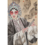 【已售】梁健 《妙韻丹青》 當(dāng)代百杰畫家 中美協(xié)會(huì)員 代表作花旦題材