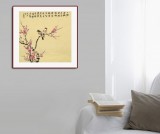 皇甫小喜 四尺斗方《梅中雙雀》 河南著名花鳥(niǎo)畫家