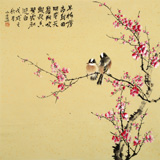 皇甫小喜 四尺斗方《梅林雙棲》 河南著名花鳥畫家