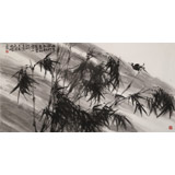 陳丹暉 四尺精品《雨中聽竹知秋意》 江蘇省美協(xié)會員 清華美院助教