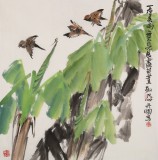 陳丹暉 四尺斗方《春雨芭蕉》 江蘇省美協(xié)會(huì)員 清華美院助教