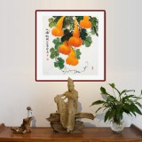 【已售】黃藝三尺斗方招財(cái)辟邪葫蘆畫《五福臨門》