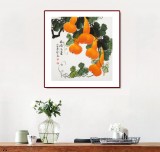 【已售】黃藝三尺斗方招財(cái)辟邪葫蘆畫(huà)《福祿滿堂》