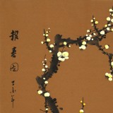 何華賢 四尺三開《報春圖》 潁淮著名書畫家