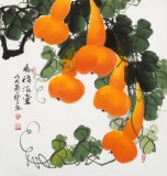 【已售】黃藝三尺斗方招財(cái)辟邪葫蘆畫(huà)《福祿滿堂》