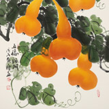 黃藝三尺斗方《五福臨門》