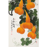 黃藝四尺三開葫蘆《五福臨門》