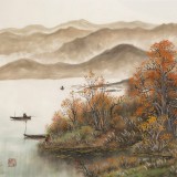 周佑林 小六尺《秋江鄉(xiāng)渡》微信（詢價）價優(yōu)