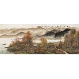 周佑林 小六尺《秋江鄉(xiāng)渡》微信（詢價(jià)）價(jià)優(yōu)