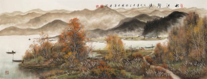 周佑林 小六尺《秋江鄉(xiāng)渡》微信（詢價）價優(yōu)