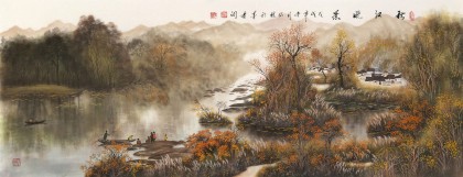 周佑林 小六尺《秋江曉景》微信（詢價）價優(yōu)