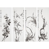 【已售】何華賢 三尺條屏《梅蘭竹菊》 潁淮書畫名家