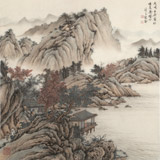 【已售】吳顯剛 四尺斗方《溪山訪友》 貴州七星關(guān)美協(xié)主席