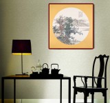 【已售】吳顯剛卡紙團扇《竹屋秋清圖》 貴州七星關(guān)美協(xié)主席