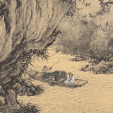 吳顯剛卡紙團扇《湖山泛舟》 貴州七星關美協(xié)主席