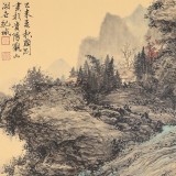 吳顯剛卡紙團扇《秋山訪賢》 貴州七星關(guān)美協(xié)主席