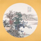 【已售】吳顯剛卡紙團扇《竹屋秋清圖》 貴州七星關(guān)美協(xié)主席