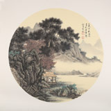 吳顯剛卡紙團扇《溪山秋韻》