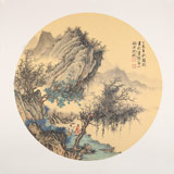 【已售】吳顯剛 卡紙團(tuán)扇《溪山論道》 貴州七星關(guān)美協(xié)主席