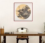 吳顯剛卡紙團扇《秋山訪賢》 貴州七星關(guān)美協(xié)主席