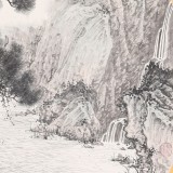 吳顯剛卡紙團扇《春江泛舟》 貴州七星關美協(xié)主席