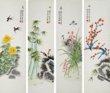 【已售】凌雪 四條屏《梅蘭竹菊》 北京美協(xié)會員