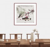 【已售】向士平 四尺斗方《桃花流水鱖魚肥》 三峽大學(xué)藝術(shù)學(xué)院教授