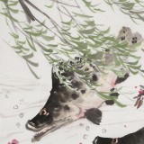 【已售】向士平 四尺斗方《桃花流水鱖魚肥》 三峽大學(xué)藝術(shù)學(xué)院教授