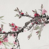 【已售】向士平 四尺斗方《桃花流水鱖魚肥》 三峽大學(xué)藝術(shù)學(xué)院教授