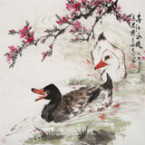 【已售】向士平 四尺斗方《春江水暖》 三峽大學(xué)藝術(shù)學(xué)院教授