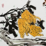 王永剛 指墨作品《雀躍福壽圖》 國家一級美術(shù)師（詢價）