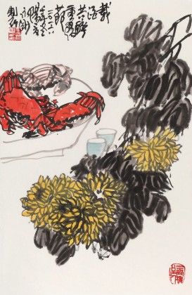 王永剛 《載酒共醉重陽(yáng)節(jié)》 國(guó)家一級(jí)美術(shù)師（詢(xún)價(jià)）