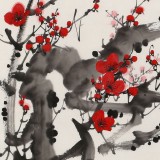 【已售】安徽美協(xié)何華賢四尺斗方《寒梅報春》