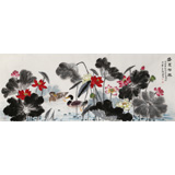 朱祖義 小六尺荷花《盛夏荷風(fēng)》 中國(guó)老子書畫院副院長(zhǎng)