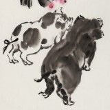 庾超然 四尺三開《福祿雙至圖》 黃鶴樓書畫院院長