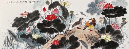 朱祖義 荷花《荷塘逸趣》 中國(guó)老子書(shū)畫(huà)院副院長(zhǎng)