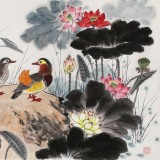 朱祖義 荷花《荷塘逸趣》 中國(guó)老子書(shū)畫(huà)院副院長(zhǎng)