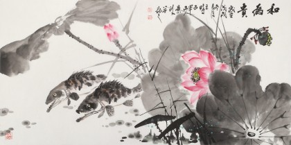 梁景欣 三尺《和為貴》 學(xué)院派畫(huà)家