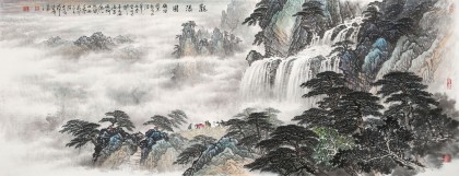 【已售】李碧峰 小六尺《觀瀑圖》 中國書畫家協(xié)會理事