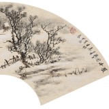 【已售】鄒本財(cái) 卡紙扇面《暖冬圖》 公主嶺市美協(xié)常務(wù)副主席