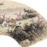 【已售】鄒本財(cái) 卡紙扇面《天朗氣清春正好》 公主嶺市美協(xié)常務(wù)副主席