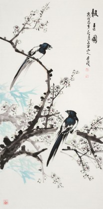 梁景欣 三尺《報春圖》 學院派畫家