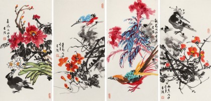 邢書波 四條屏《春夏秋冬》 中美協(xié)會員 清華美院創(chuàng)作班導(dǎo)師（詢價）
