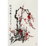 何華賢 四尺三開《梅開五?！?潁淮書畫名家