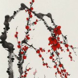 何華賢 四尺三開《梅開五福》 潁淮書畫名家