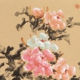 【已售】皇甫小喜 四尺對(duì)開《壯觀人間春世界》 河南著名花鳥畫家