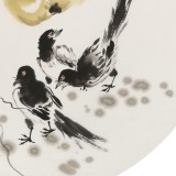 王寶欽 四尺團(tuán)扇葫蘆《喜事多》當(dāng)代花鳥牡丹畫名家（詢價(jià)）