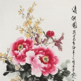 【已售】梁景欣 三尺《清供圖》 學院派畫家