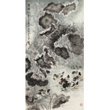 【已售】王寶欽六尺《荷塘初雪》當代花鳥牡丹畫名家（詢價）